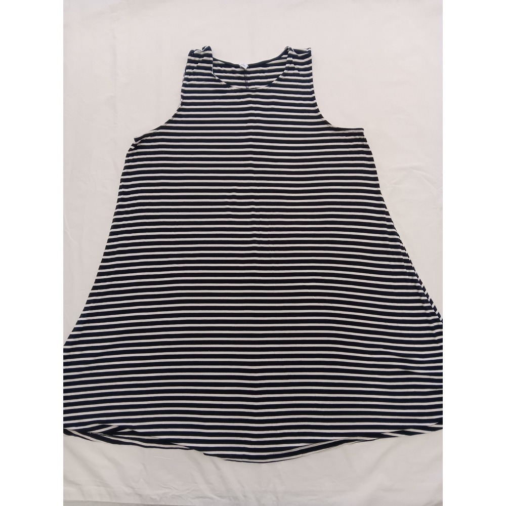Old Navy Women's XL Navy Blue White Striped Sleeveless Swing Trapeze Dress